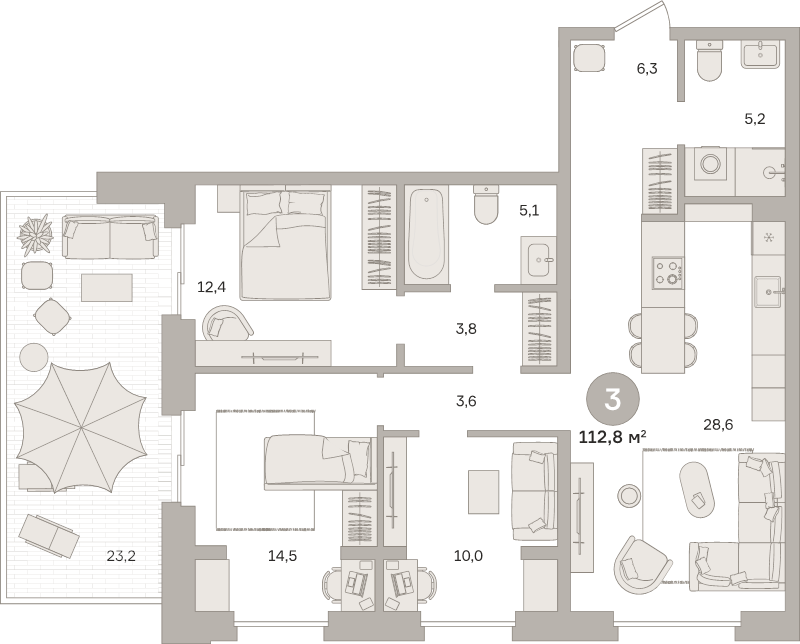 4 ккв (Евро) 112,8 м²