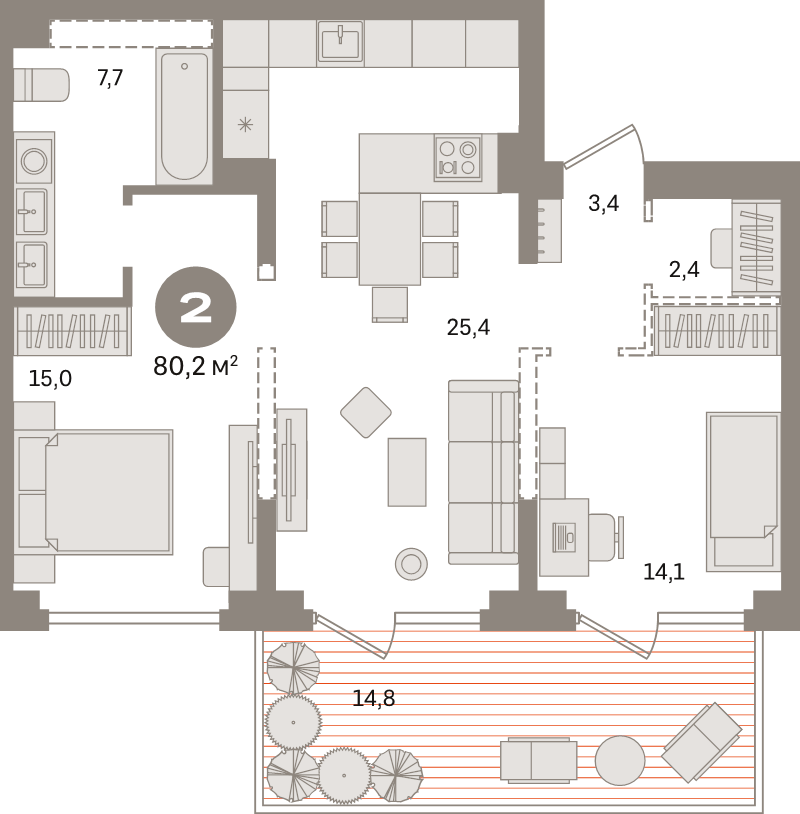3 ккв (Евро) 80,2 м²