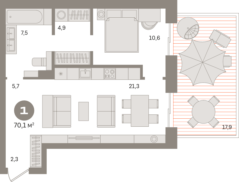 2 ккв (Евро) 70,1 м²