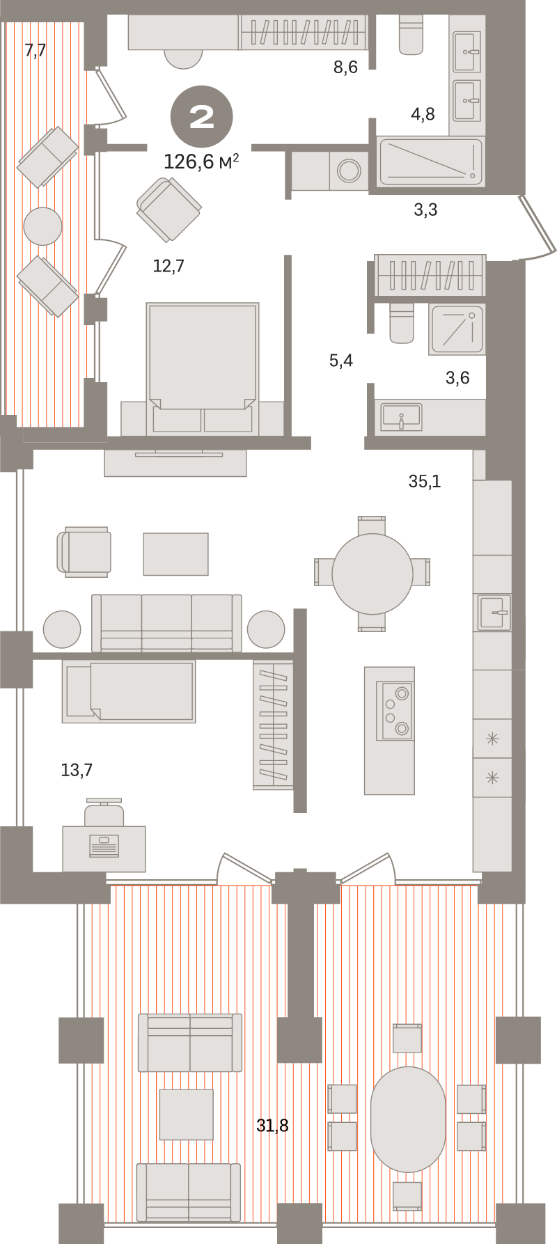 3 ккв (Евро) 126,6 м²