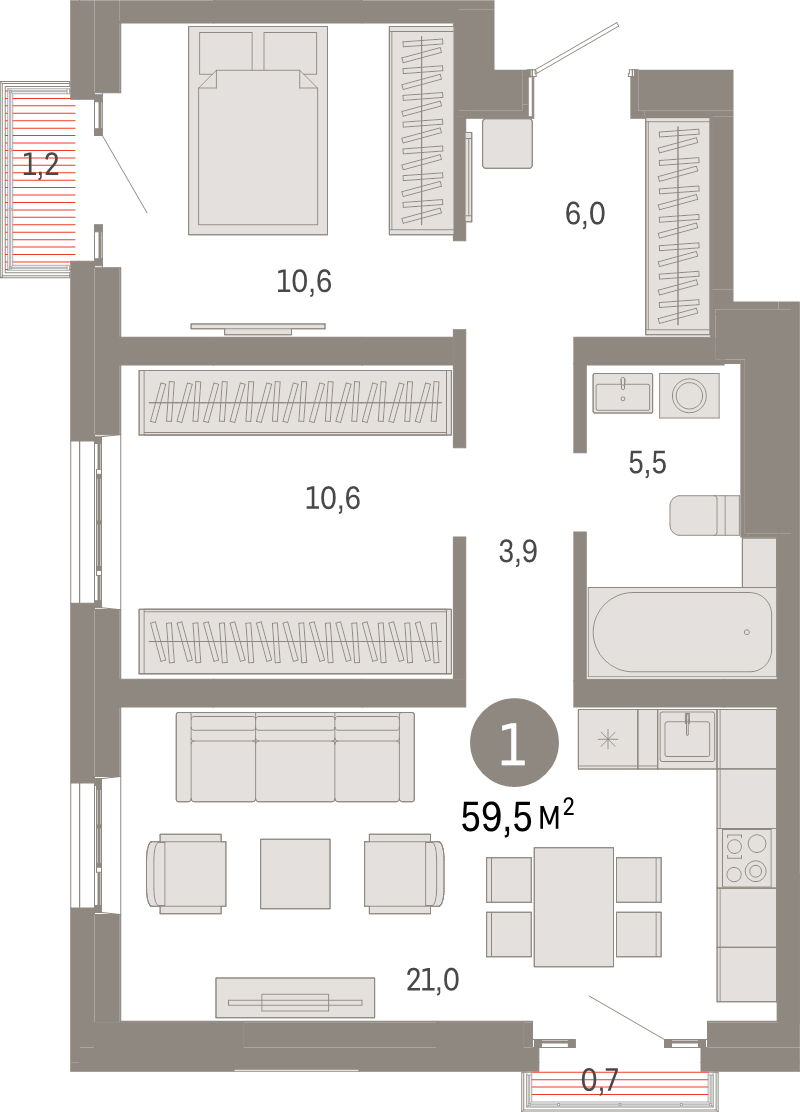 3 ккв (Евро) 59,5 м²
