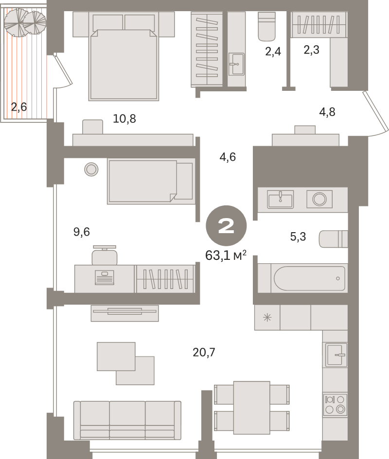 3 ккв (Евро) 63,5 м²