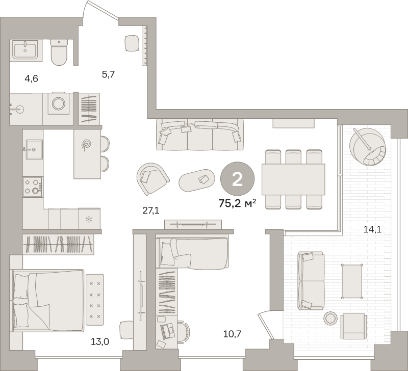 3 ккв (Евро) 75,2 м²