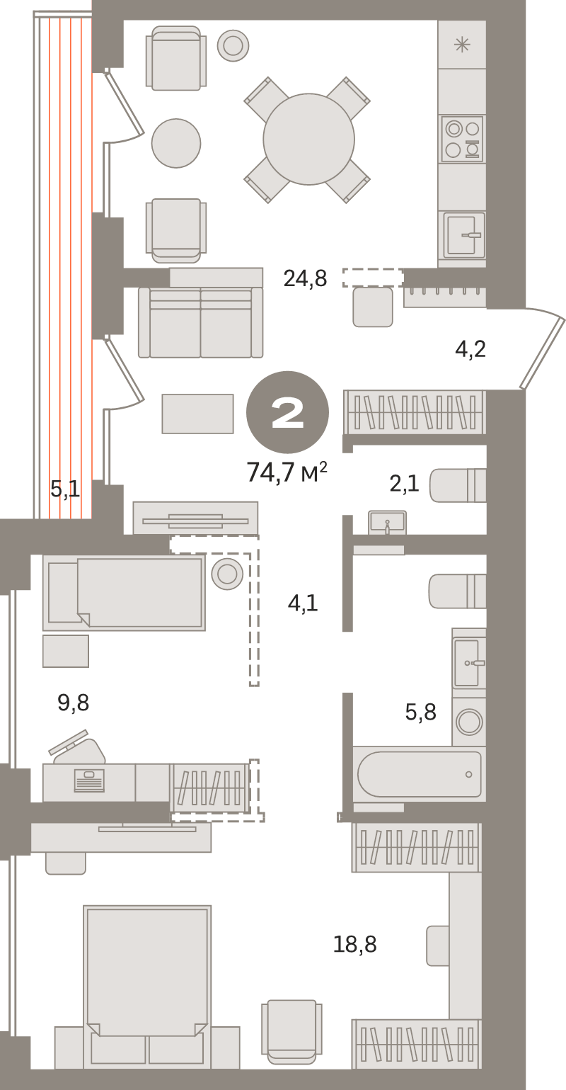 3 ккв (Евро) 74,7 м²