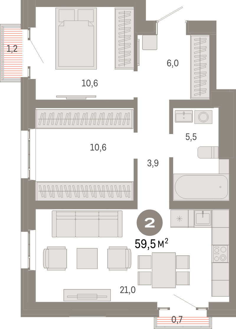 3 ккв (Евро) 59,5 м²