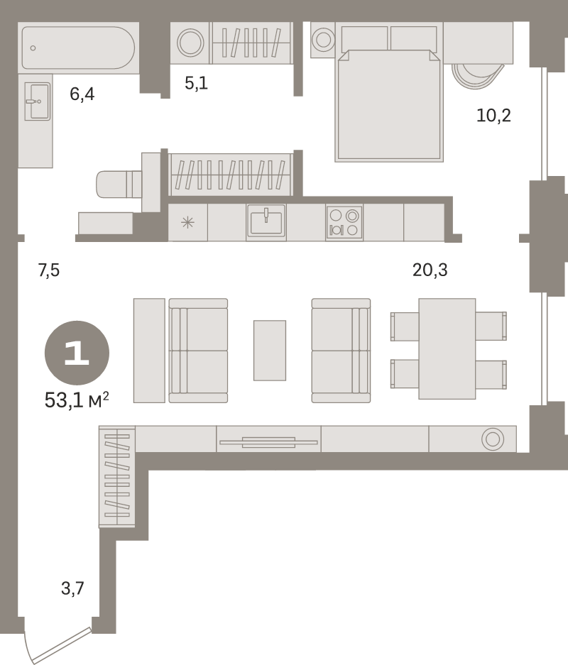 2 ккв (Евро) 53,2 м²
