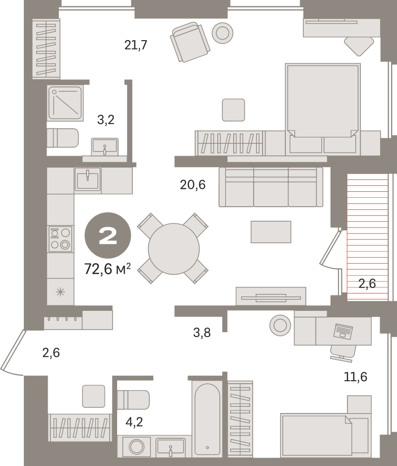 3 ккв (Евро) 72,6 м²