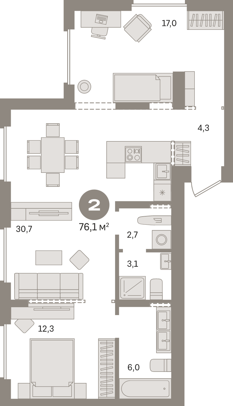 3 ккв (Евро) 76,1 м²