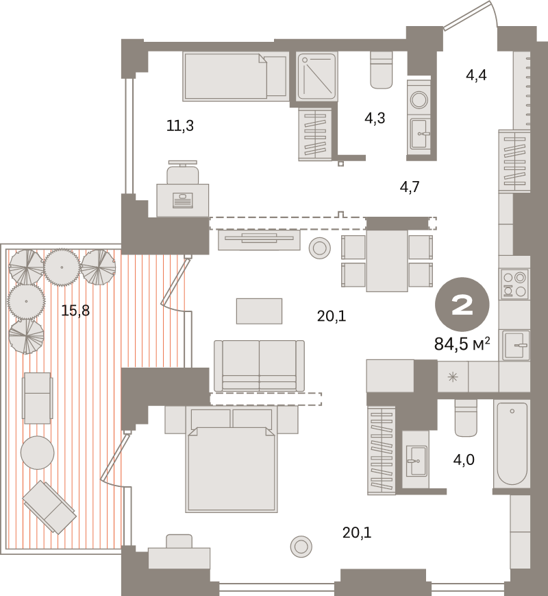 3 ккв (Евро) 84,5 м²