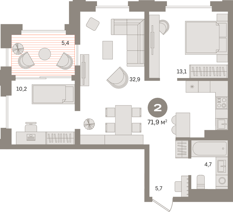 3 ккв (Евро) 72,8 м²