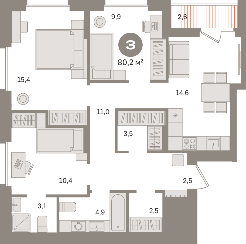 3 ккв 80,2 м²