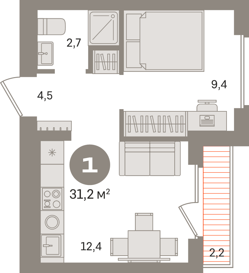 1 ккв 31,2 м²