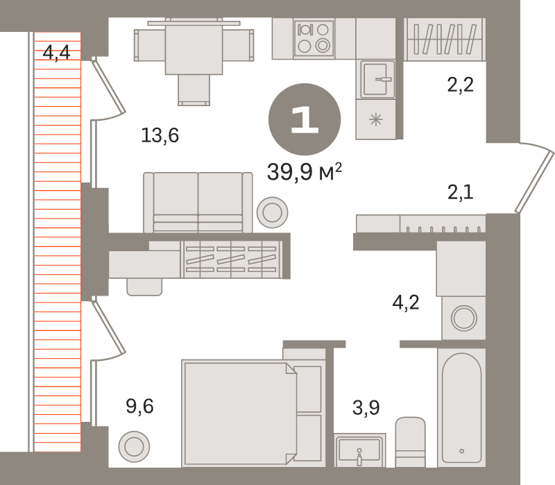 1 ккв 39,9 м²