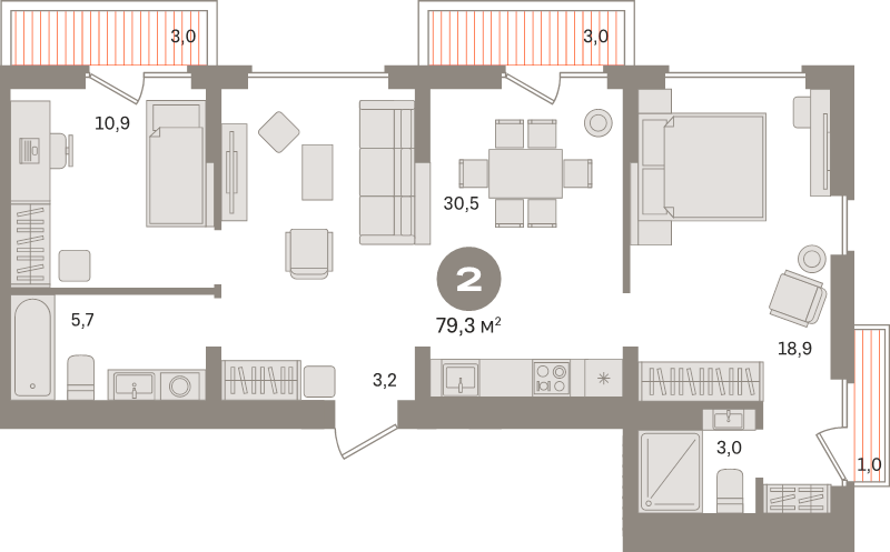 3 ккв (Евро) 79,3 м²