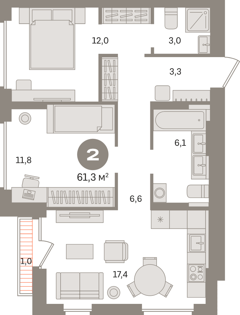 3 ккв (Евро) 61,3 м²