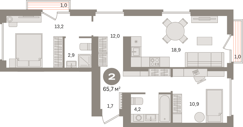3 ккв (Евро) 65,7 м²