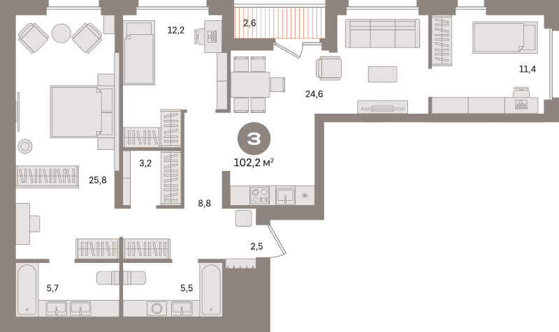 4 ккв (Евро) 102,2 м²