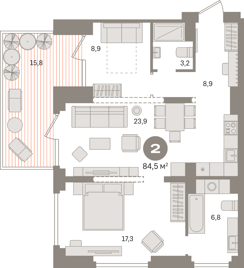 2 ккв (Евро) 84,5 м²