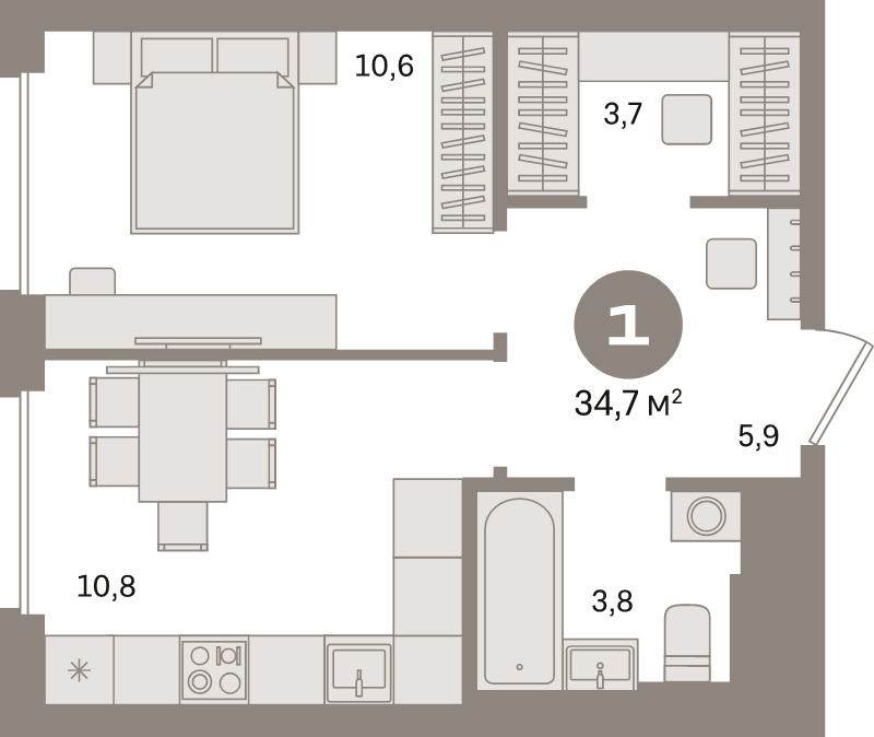 1 ккв 34,7 м²