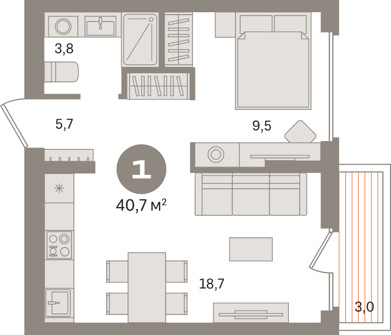 2 ккв (Евро) 40,7 м²