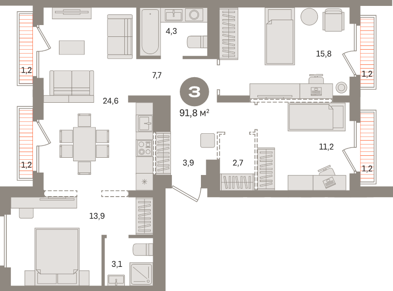 4 ккв (Евро) 91,8 м²