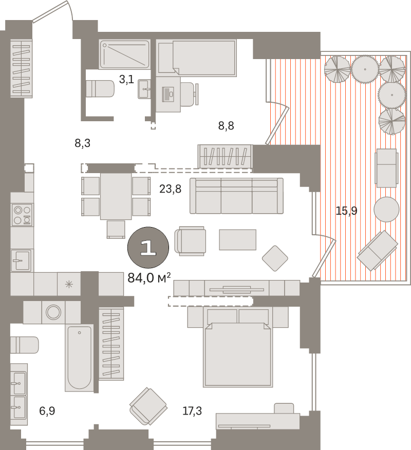 3 ккв (Евро) 84 м²