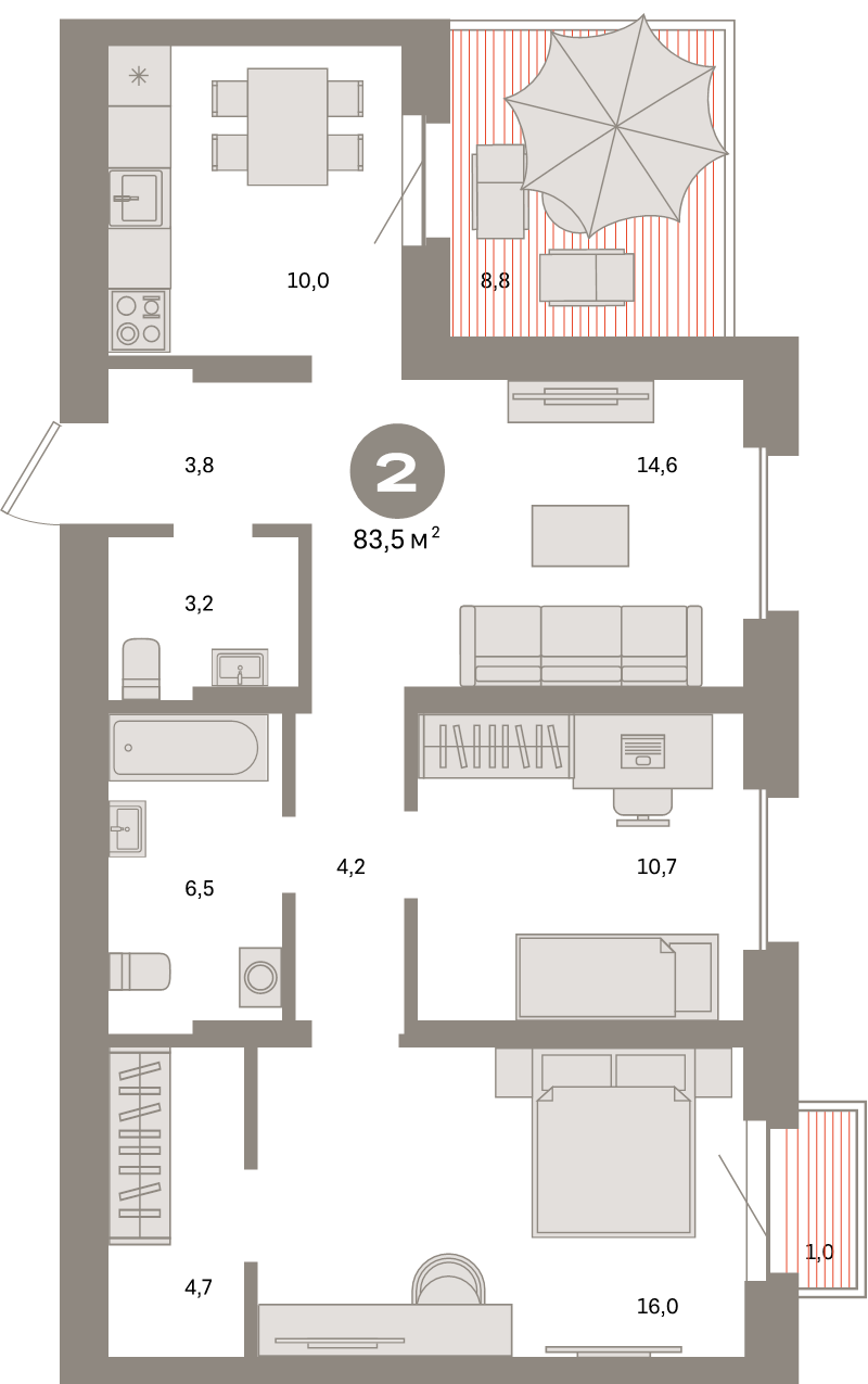 3 ккв (Евро) 83,5 м²