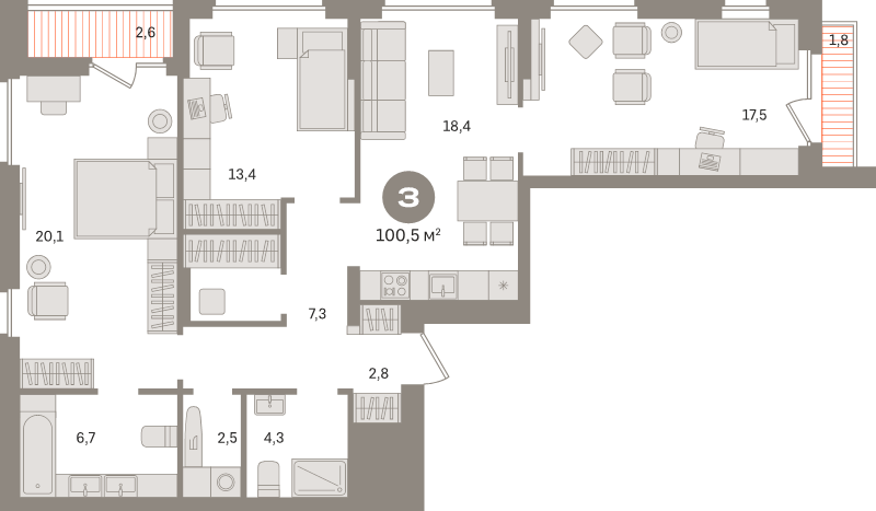 4 ккв (Евро) 100,5 м²