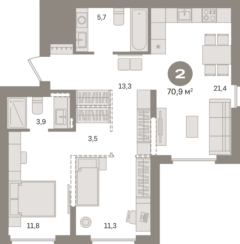 3 ккв (Евро) 70,9 м²