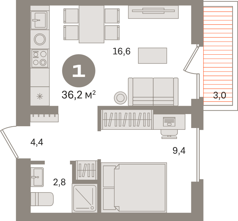 2 ккв (Евро) 36,2 м²