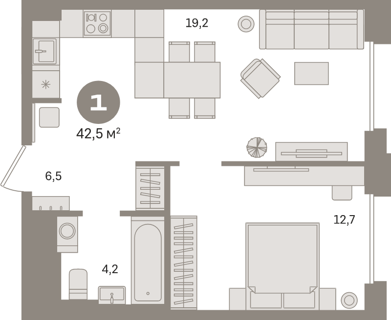 2 ккв (Евро) 42,5 м²
