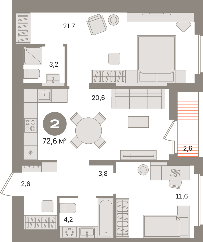 3 ккв (Евро) 72,6 м²