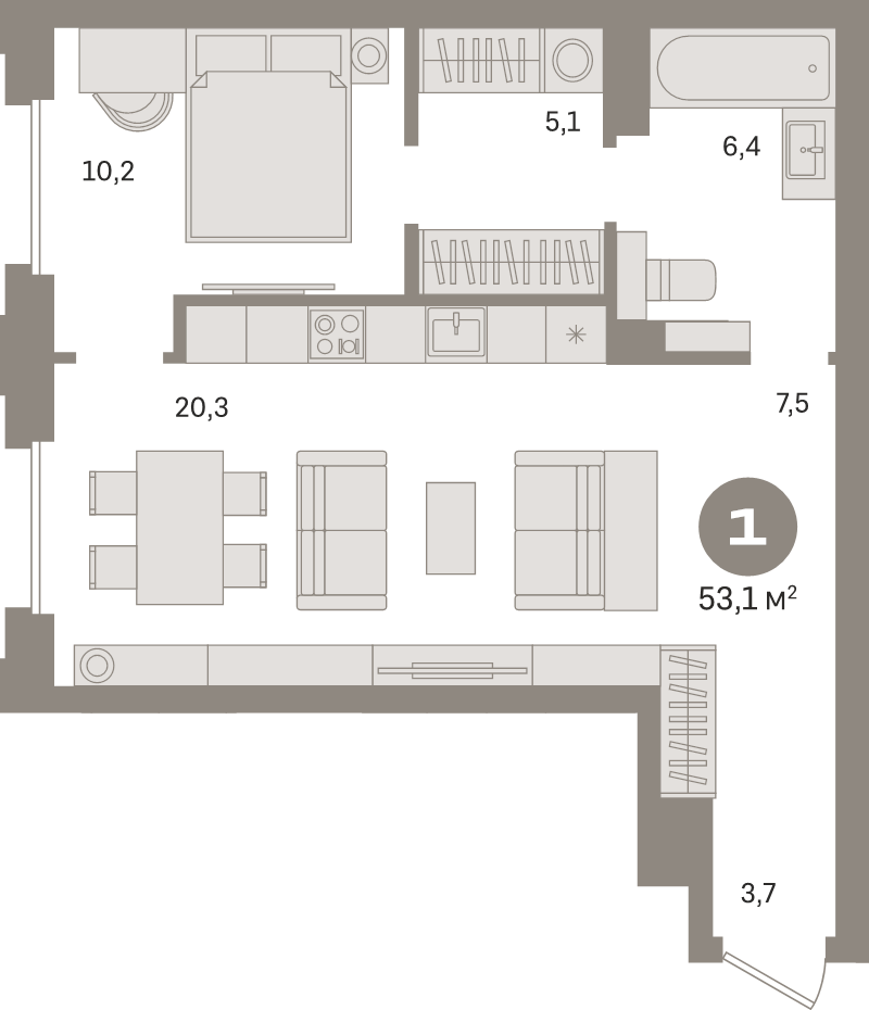 2 ккв (Евро) 53,2 м²