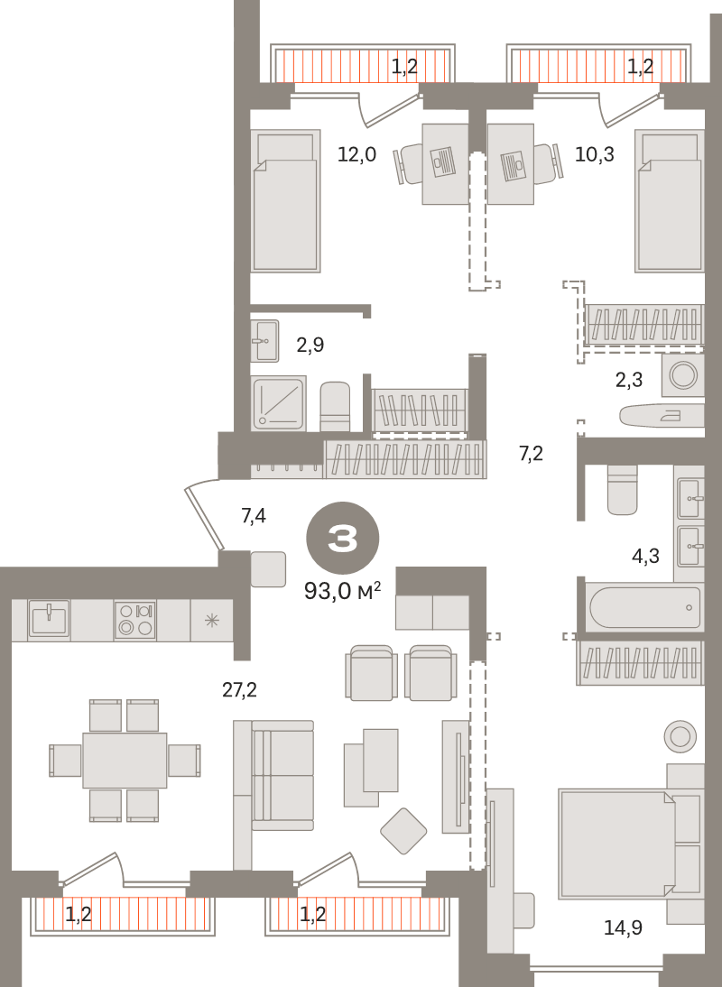 4 ккв (Евро) 93 м²