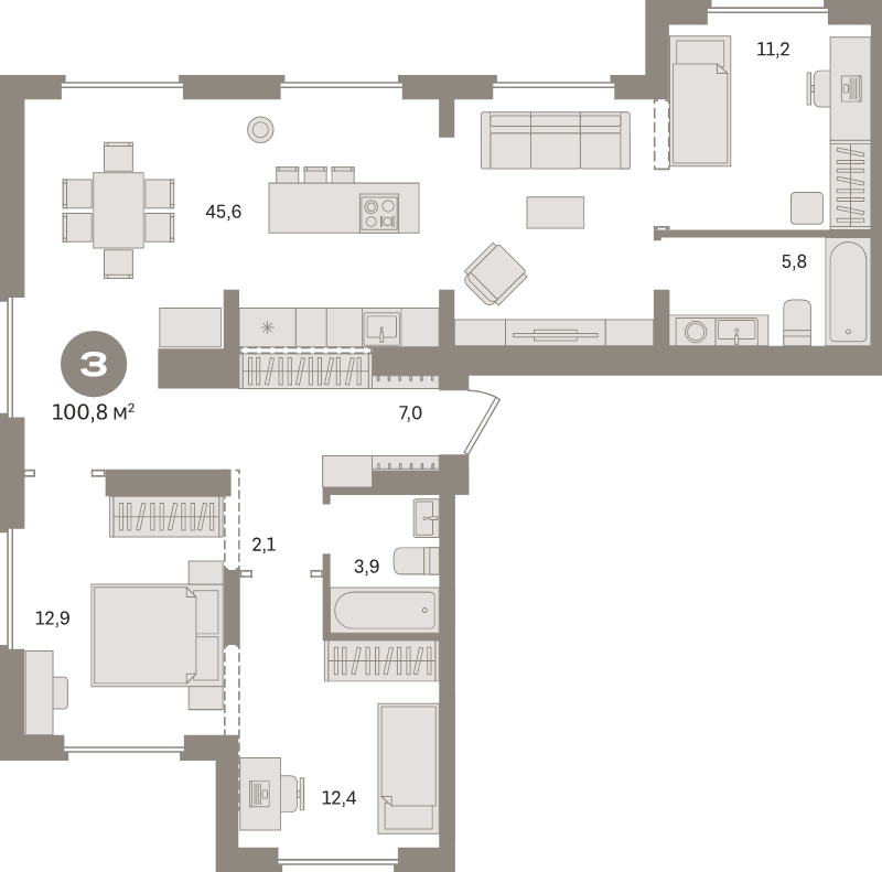 4 ккв (Евро) 100,8 м²