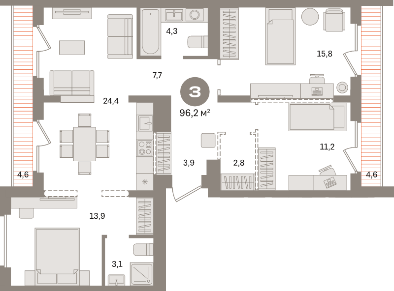 4 ккв (Евро) 96,2 м²