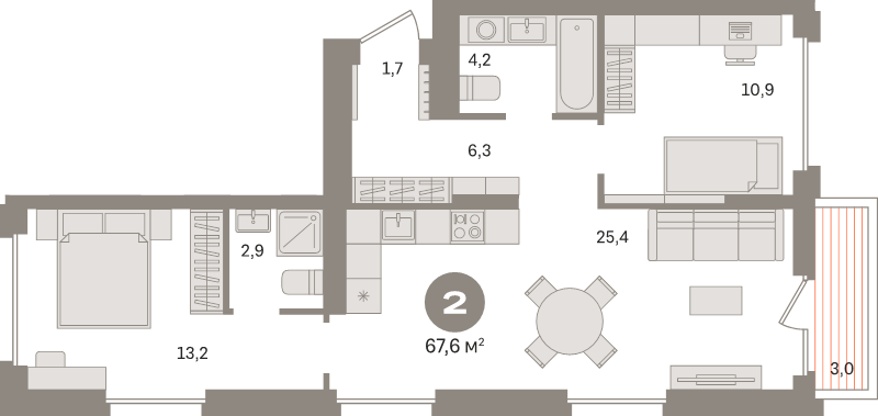 3 ккв (Евро) 67,6 м²