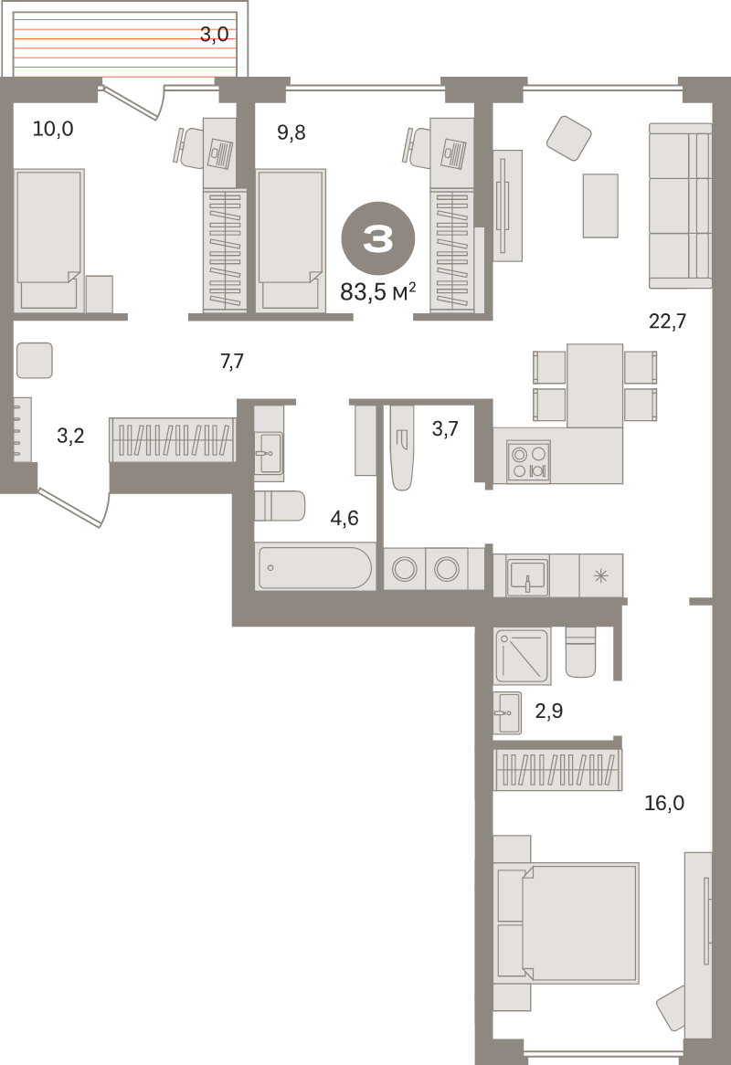 4 ккв (Евро) 83,5 м²