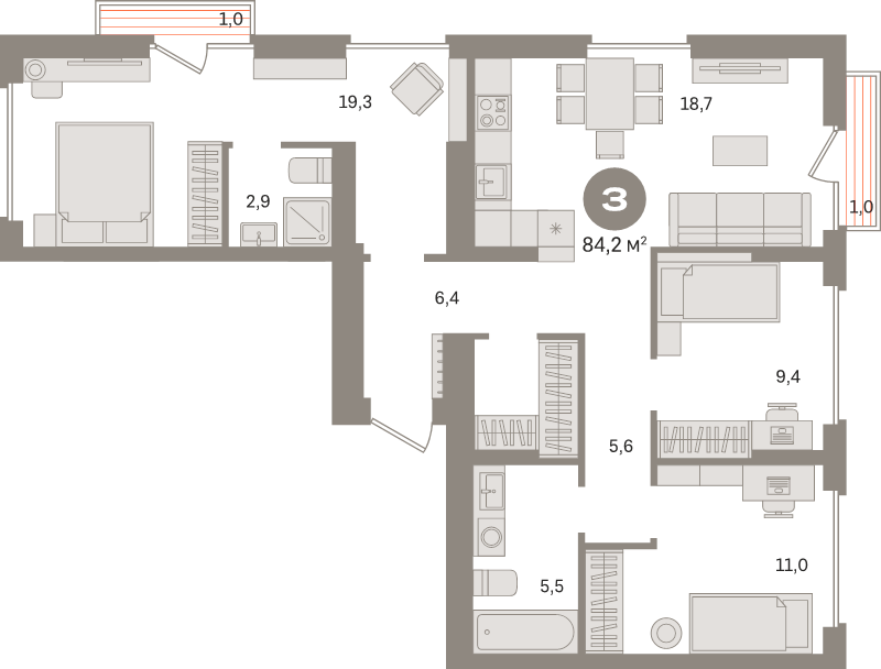 4 ккв (Евро) 84,2 м²