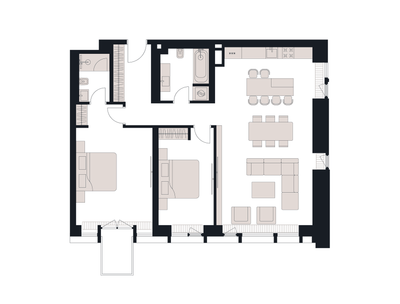 3 ккв (Евро) 116,6 м²