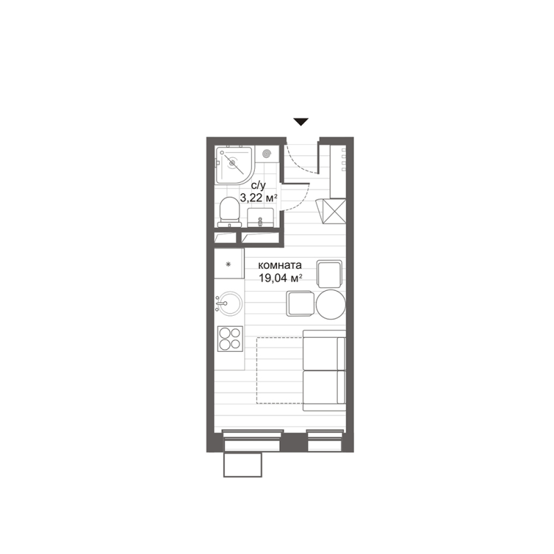 Студия 22,4 м²