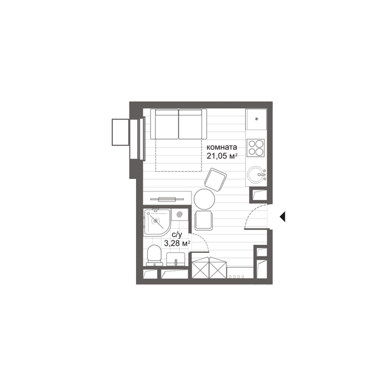 Студия 24,2 м²
