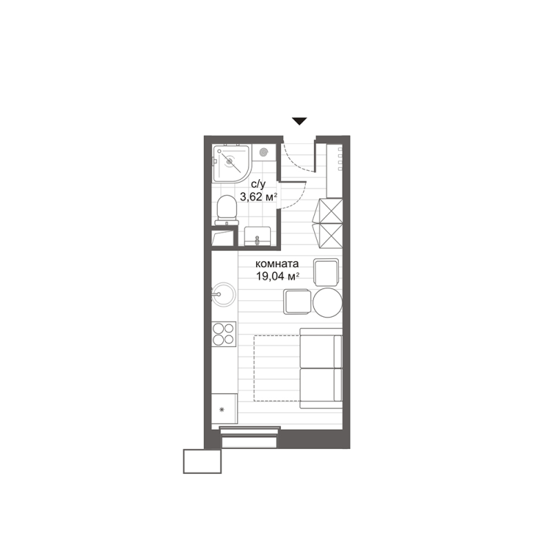 Студия 22,6 м²