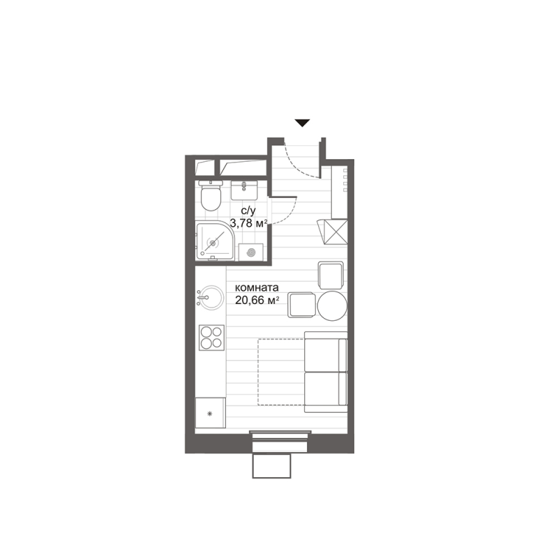 Студия 24,6 м²