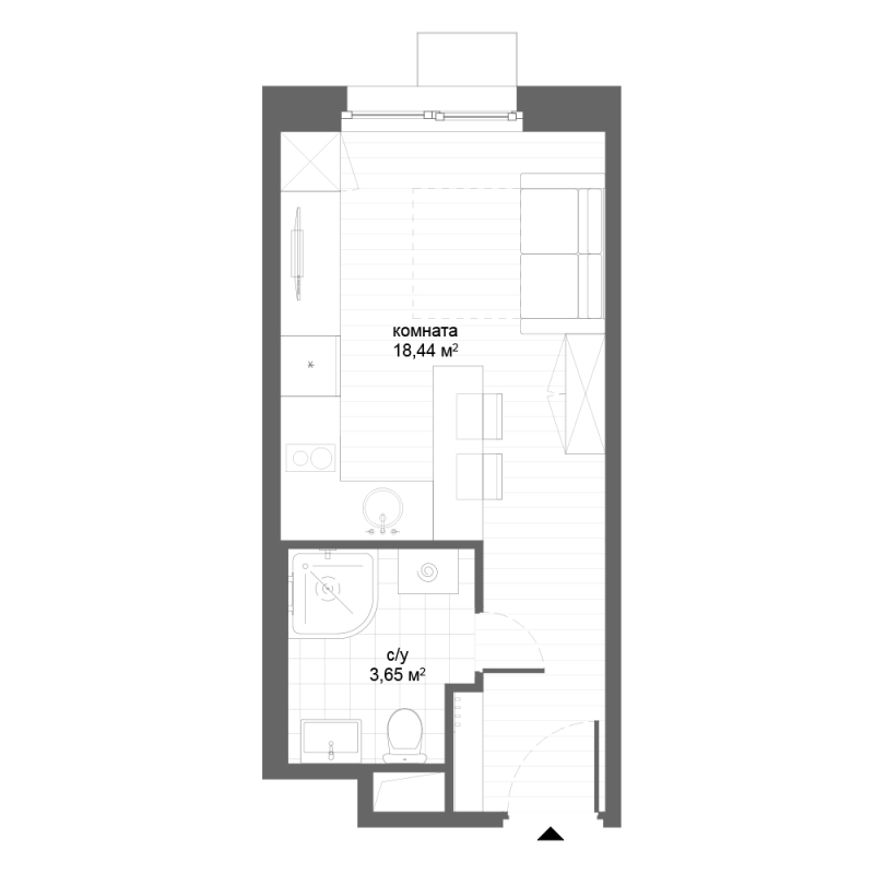 Студия 22,1 м²