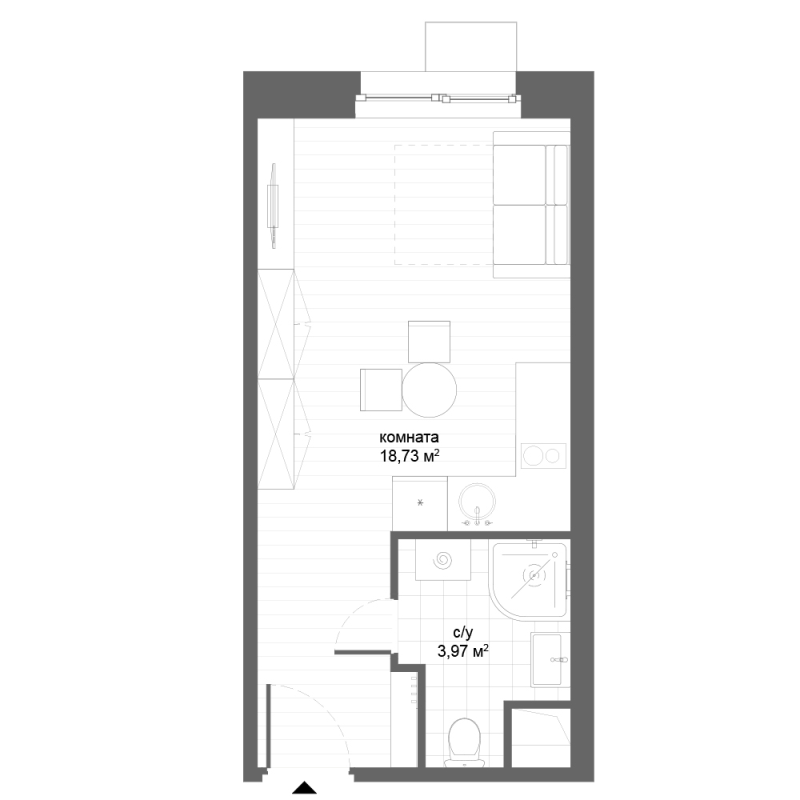 Студия 22,7 м²