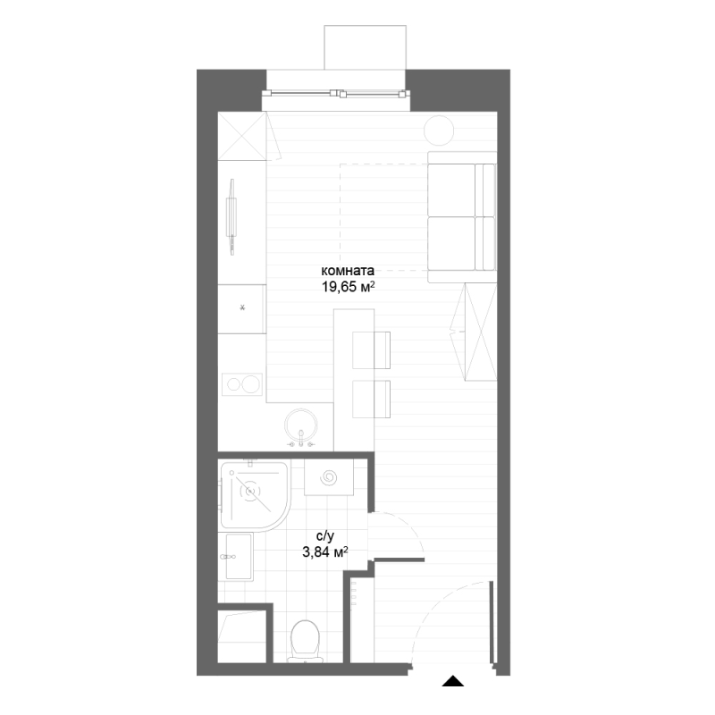 Студия 23,5 м²