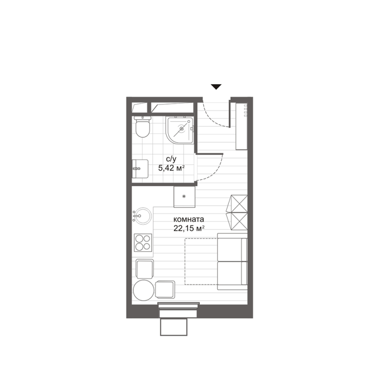 Студия 27,6 м²