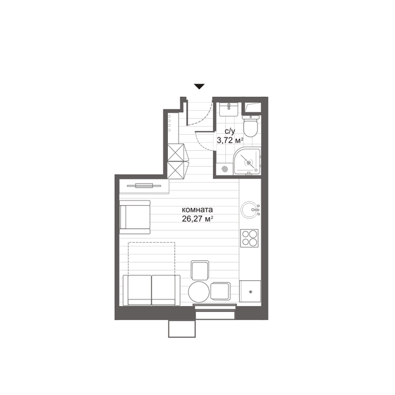 Студия 29,8 м²
