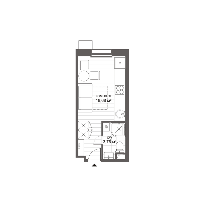 Студия 22,6 м²
